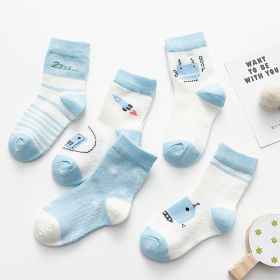 Cotton breathable male and female baby socks (Option: Blue-S)