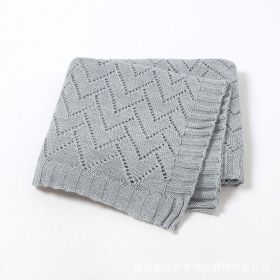 Kids Hollow Carved Graphic Solid Color Knitted Blanket (Size/Age: Average Size (0-12Y), Color: Grey)