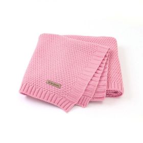 Kids Logo Patched Design Solid Color Knittted Warm Blanket (Size/Age: Average Size (0-12Y), Color: Light Pink)