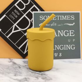 Baby Food Grade Silicone Straw Water Cup Training Leakproof Drop Resistant Drinking Cups (Size/Age: Average Size (0-12Y), Color: yellow)