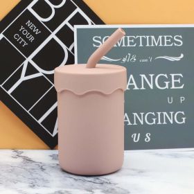 Baby Food Grade Silicone Straw Water Cup Training Leakproof Drop Resistant Drinking Cups (Size/Age: Average Size (0-12Y), Color: Light Pink)
