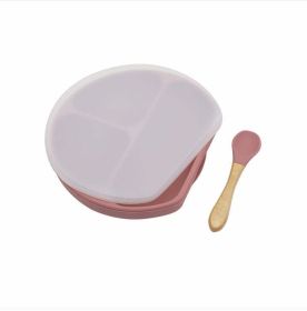 Baby Silicone Compartment Plate With Wooden Spoon (Size/Age: Average Size (0-8Y), Color: Red)