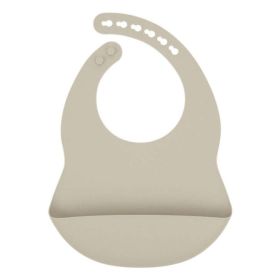 Baby Solid Color Food Grade Silicone Bibs (Size/Age: Average Size (0-8Y), Color: Khaki)