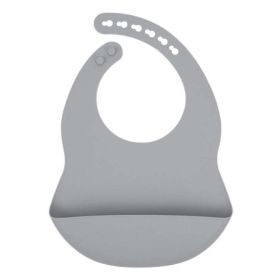 Baby Solid Color Food Grade Silicone Bibs (Size/Age: Average Size (0-8Y), Color: Grey)