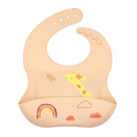 Baby Cartoon Animal Print Food Grade Multi-Adjustable Silicone Bibs (Size/Age: Average Size (0-8Y), Color: Orange)