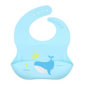 Baby Cartoon Animal Print Food Grade Multi-Adjustable Silicone Bibs (Size/Age: Average Size (0-8Y), Color: Blue)