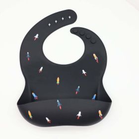 Baby Printed Pattern Food Grade Silicone Bibs (Size/Age: Average Size (0-8Y), Color: Black)
