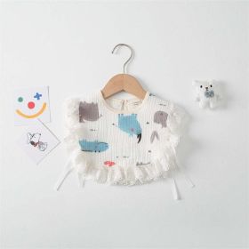 Baby Printed Pattern Lace Belt Design Bibs For Newborn Baby (Size/Age: S (0-3Y), Color: White)