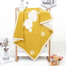 Baby Cartoon Rabbit & Footprints Embroidered Graphic 3D Tail Blanket (Size/Age: (0-12Y), Color: yellow)