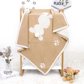 Baby Cartoon Rabbit & Footprints Embroidered Graphic 3D Tail Blanket (Size/Age: (0-12Y), Color: Brown)